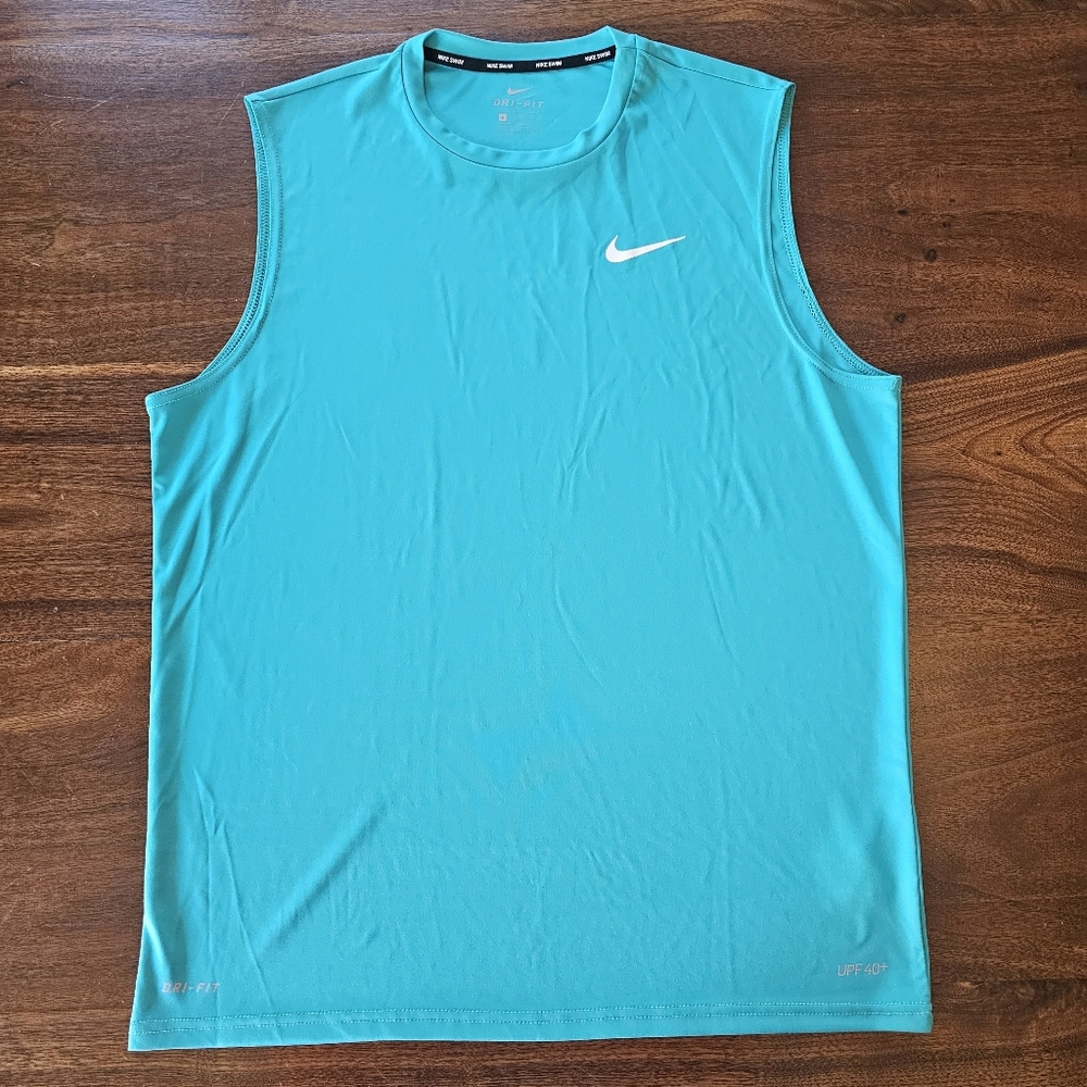 Nike Mens Essential Hydroguard Swim Tank top UPF 40+ In Teal Size Large